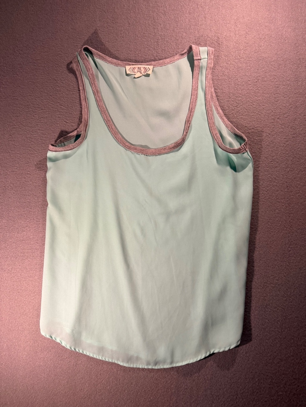 Pink Rose Women's Sleeveless Tank Top Size S Light Blue with Gray Trim